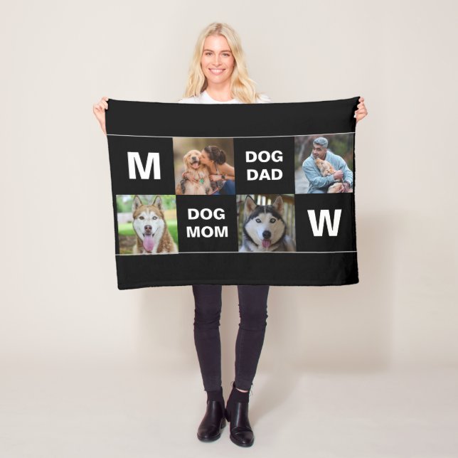 Manta Polar Collage de fotos Personalizado Perro Mamá Perro Pa (In situ)