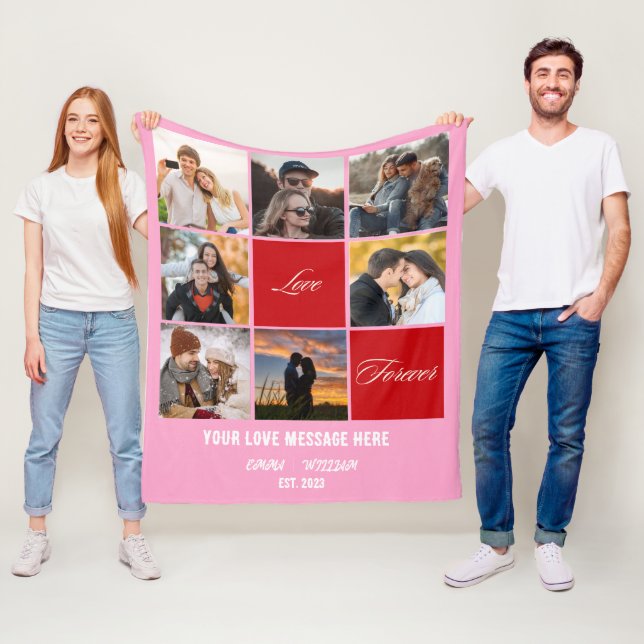 Manta Polar Collage de fotos personalizado - Regalo romántico (In situ)