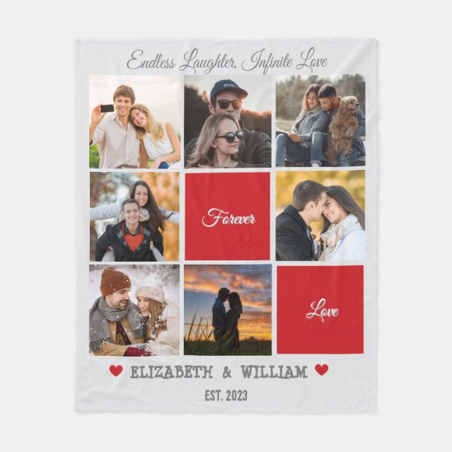 Manta Polar Collage de fotos personalizado - Regalo romántico (Anverso)