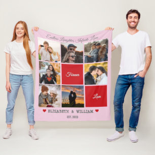 Manta Polar Collage de fotos personalizado - Versión rosa
