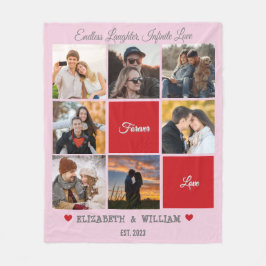 Manta Polar Collage de fotos personalizado - Versión rosa
