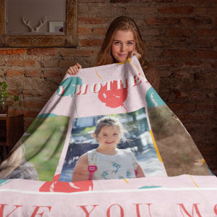 Manta Polar Collage de fotos personalizados te ama el Día de l