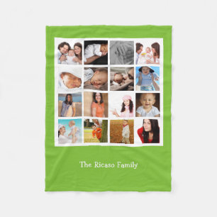 Manta Polar Collage de fotos verde brillante personalizado