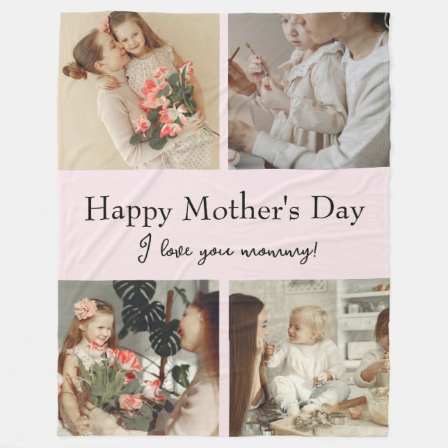 Manta Polar Collage de fotos y mensaje: regalo personalizado | (Anverso)