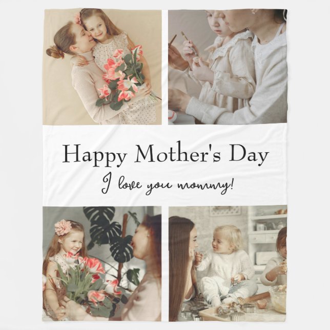 Manta Polar Collage de fotos y mensaje: regalo personalizado | (Anverso)