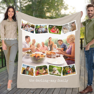 Manta Polar Collage de fotos Zigzag Foto Franja hongo neutral