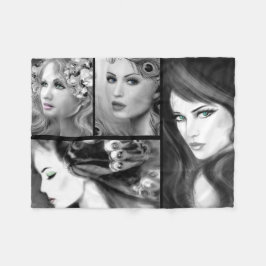 Manta Polar Collage de hadas de fantasía femenina