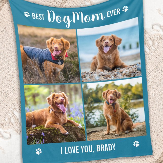 Manta Polar Collage de imágenes personalizadas DOG MOM Fotogra (Subido por el creador)