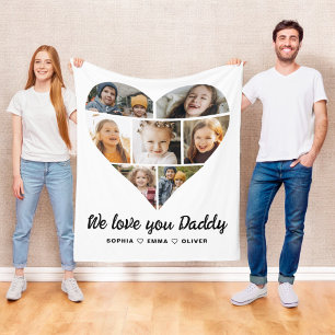 Manta Polar Collage de Instagram del Día del Padre del Corazón