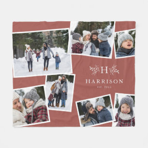 Manta Polar Collage de la familia de monogramas rusos 7 rosa p