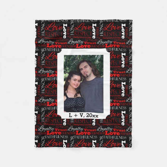 Manta Polar Collage de la palabra del el día de San Valentín (Anverso)