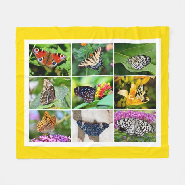 Manta Polar Collage de mariposas espléndidas, 9 fotos (Frente (Horizontal))
