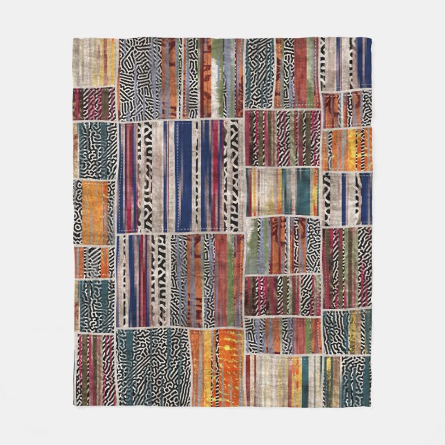 Manta Polar Collage de mosaico: patrón de tejido mixto. (Anverso)