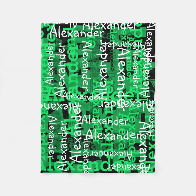 Manta Polar Collage de nombres completos de Green Boy personal (Anverso)