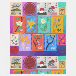 Manta Polar Collage de sellos al azar de la obra maestra falsa