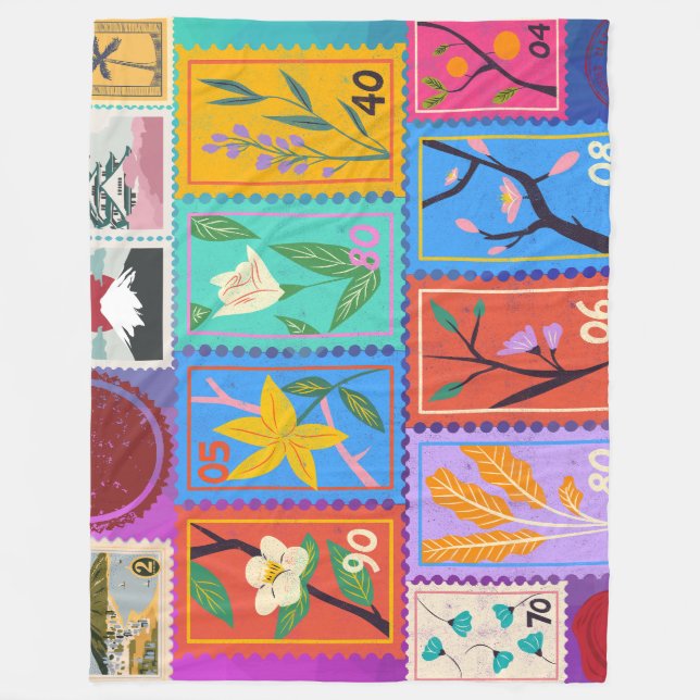 Manta Polar Collage de sellos al azar de la obra maestra falsa (Anverso)