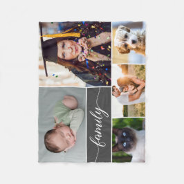 Manta Polar Collage de varias fotos de guiones familiares