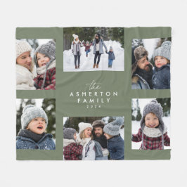 Manta Polar Collage familiar 6 foto simple sabio moderno verde