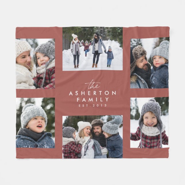 Manta Polar Collage familiar 6 foto simple terracota moderna (Frente (Horizontal))