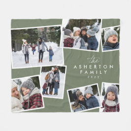 Manta Polar Collage familiar 7 foto color verde sabio personal