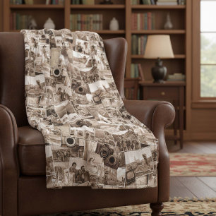 Manta Polar Collage fotográfico de época Sepia ID1066