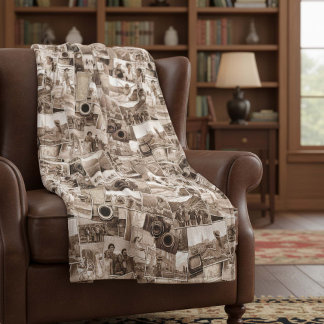 Manta Polar Collage fotográfico de época Sepia ID1066