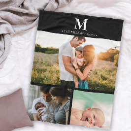 Manta Polar Collage fotográfico moderno monogramado en blanco 