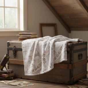 Manta Polar Collage francés antiguo Romance de color rosa ID22