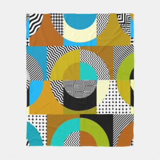 Manta Polar Collage geométrico: círculos, patrón vintage.