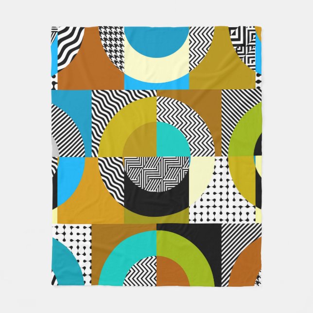 Manta Polar Collage geométrico: círculos, patrón vintage. (Anverso)