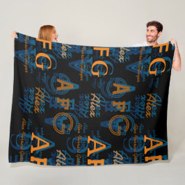 Manta Polar Collage moderno monogramado de Iniciales y Nombres