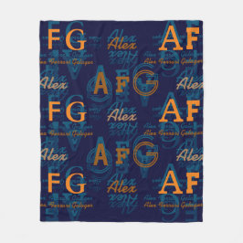 Manta Polar Collage moderno monogramado de Iniciales y Nombres