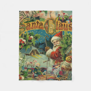 Manta Polar Collage Navideño de Santa Claus Victoriano Antiguo
