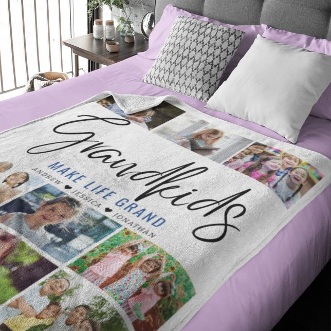 Manta Polar Collage of 9 photos of Grandchildren with a Quote (Subido por el creador)