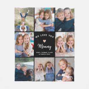 Manta Polar Collage personalizado de 8 fotos para mamá negra