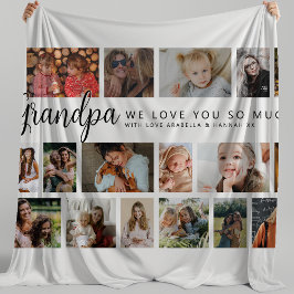Manta Polar Collage personalizado del abuelo 18 fotos