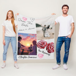Manta Polar Collage Romántico de Anuncio de Boda