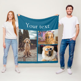 Manta Polar Collage simple de fotos con nombres de animales co