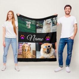 Manta Polar Collage simple de fotos con nombres de animales co