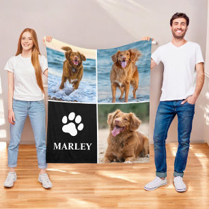 Manta Polar Collar de fotos de perro con huella de patita ador