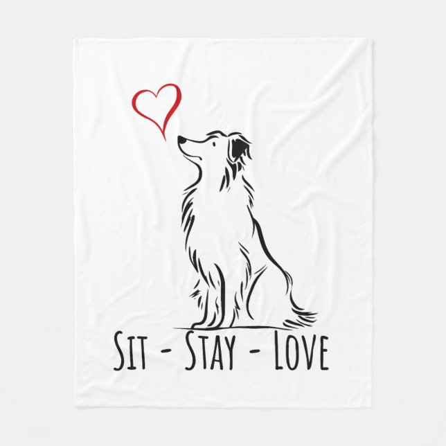 Manta Polar Collie de borde Sit-Stay-Love (Anverso)