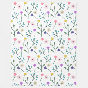 Manta Polar Color blanco del patrón floral moderno claro