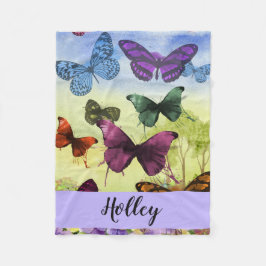 Manta Polar Color de agua de mariposa multicolor personalizado