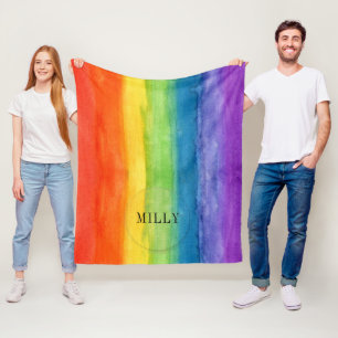 Manta Polar Color de agua del arcoiris Nombre personalizado mo