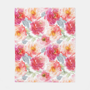 Manta Polar Color de agua rosa Peony Flower Pattern