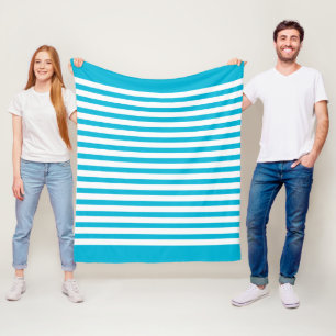 Manta Polar Color de tendencia Vivid Cyan Striped Fleece Blank