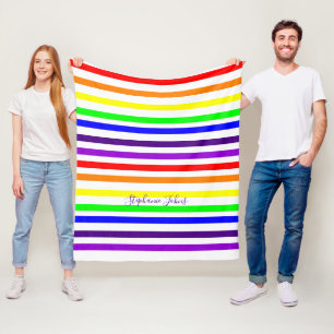 Manta Polar Color del arcoiris Tiras Líneas Monogramas Cuadros