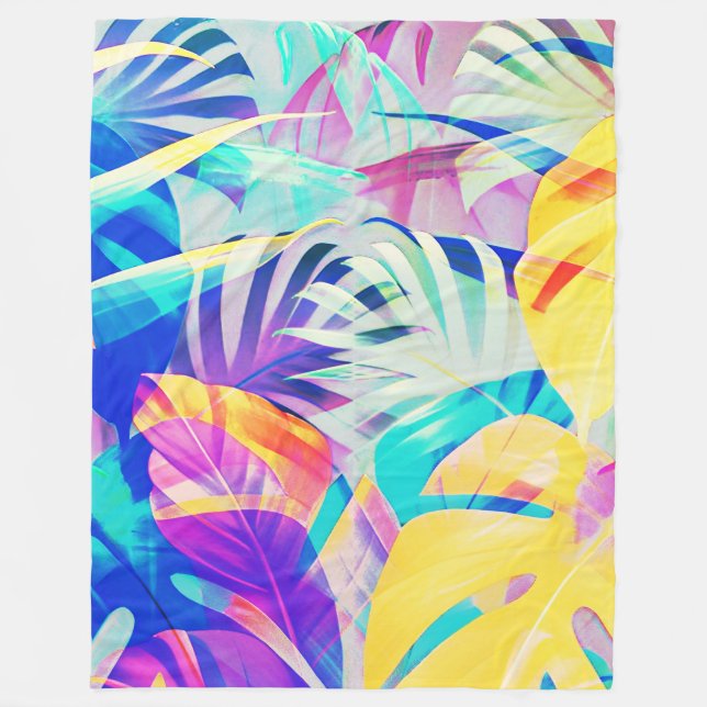 Manta Polar Color del pastel floral abstracto moderno (Anverso)