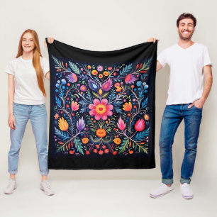 Manta Polar Color del patrón mexicano negro