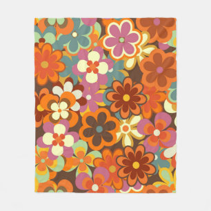 Manta Polar Color Floral vintage Seamless Pattern. Retro 70